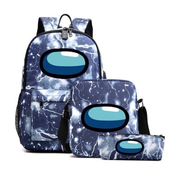 blandt os rygsæk penalhuse skulderrem tasker pakke (3 stk) lynende blå