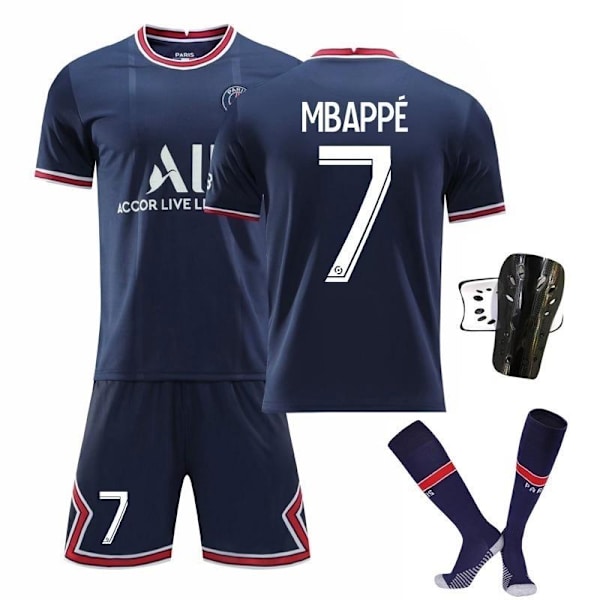fodboldsæt fodboldtrøje mbappe med fodboldsokker og bensky børn 22