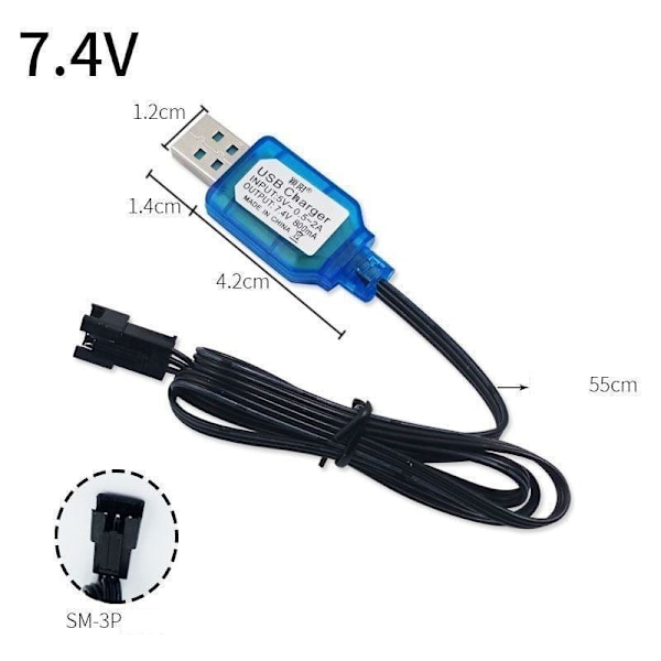 USB-laderkabel batterilader 7.4V SM-3P 800mA 7,4V SM-3P