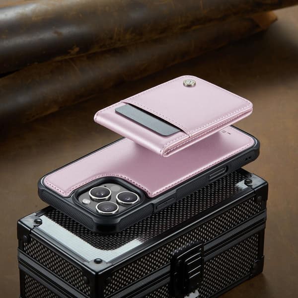 (Til iPhone 16) Etui med RFID-beskyttelse og aftageligt design rosa