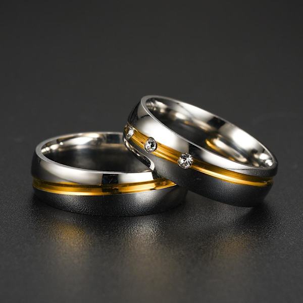 Zirkon Gull Personlighet Par Ring - Utsøkt 3-Diamant Pinky Ring 6mm diamantfri herremodell nr. 9