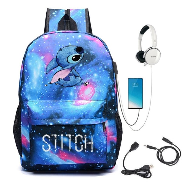 stitch rygsæk børn rygsække rygsæk med USB stik 1stk stjerne blå