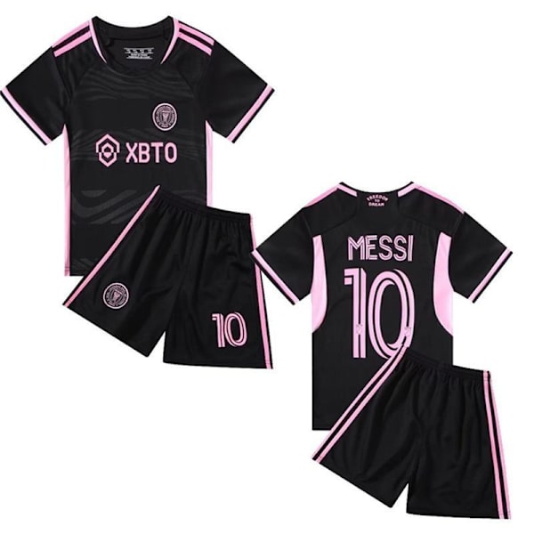 Messi #10 jalkapallopaita ja shortsisarja lapsille ja aikuisille - Musta #16 (100CM)