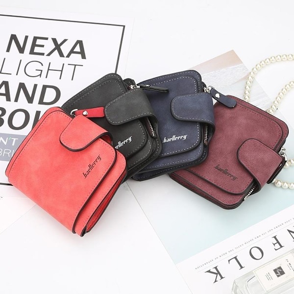 Baellerry miniplånbok i koreansk stil med texturerat läder för k rose red