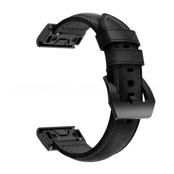 armband läder Garmin fenix 7/6/5 fenix 7x/6x/7s/6s 22mm svart (fenix5/6/7)