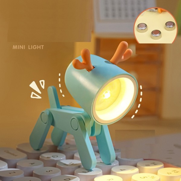 söt Mini LED nattlampa hopfällbar bordslampa hund grön hund