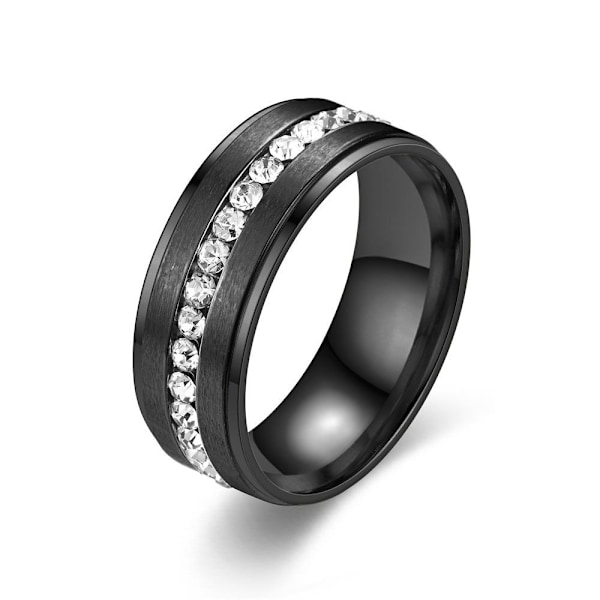 Dobbelt-trinn matt diamantring - glitrende fullskjæret diamantforlovelse 8mm svart nr. 8