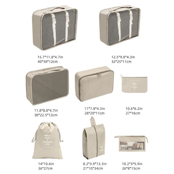 väskinsats resväska bag organizer väskinsatser 8 delar sjöblå