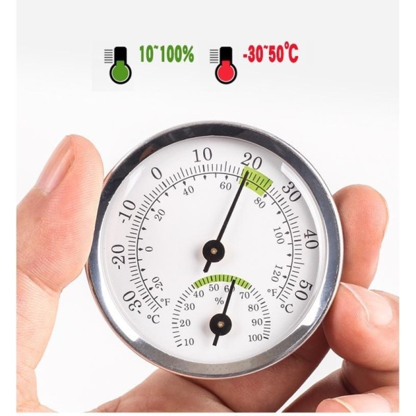 2-i-1 termometer hygrometer temperatur og fuktighetsmåler inne slivergrønn 1stk