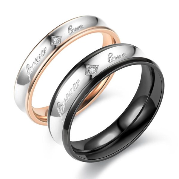 Forever Love Couples 14K guldpläterade diamant- och zirkoniumrin 4mm damstorlek 6