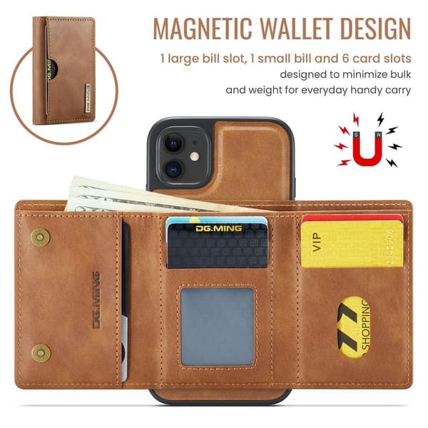 (Til iPhone 15 Plus) DG.MING M6 Serien Magnetisk Pung Etui sort