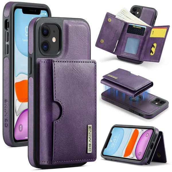 (Til iPhone 15 Plus) DG.MING M6 Serien Magnetisk Pung Etui lilla