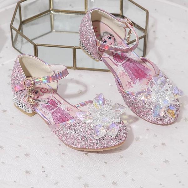 elsa prinsessa barn skor med paljetter silverfärgad 21.5cm / size34