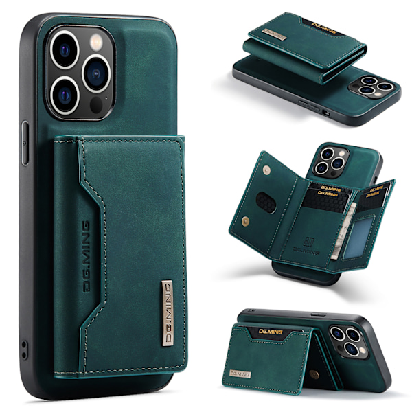 3-osainen magneettinen lompakkokotelosetti – korttilokero + nahkainen takakansi vihreä iphone xs max
