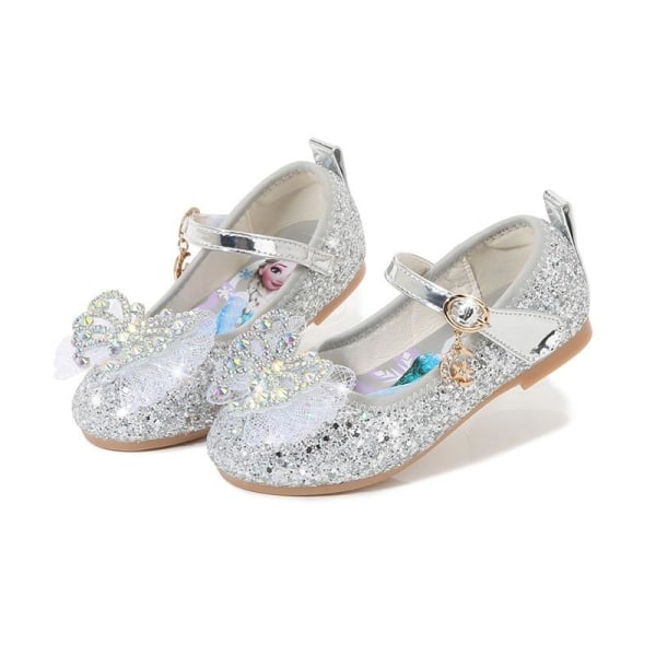 elsa prinsessa barn skor med paljetter silverfärgad 21cm / size35