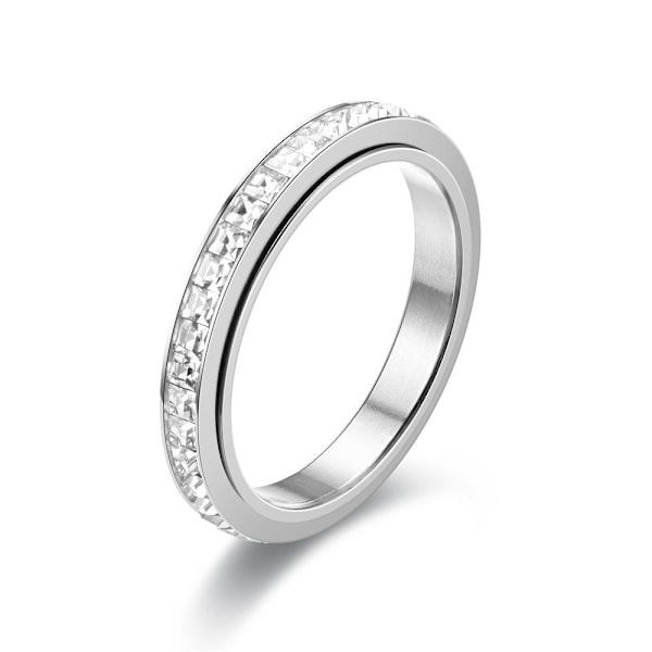 Blændende diamant roterende ring - 14K hvidguld lille firkantet d 4 mm firkantet diamant i rosa guld nr. 12