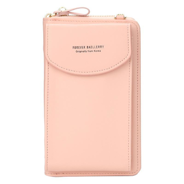 Mode Kvinnor Plånbok Crossbody Väska Koppling Läder korthållare Rosa