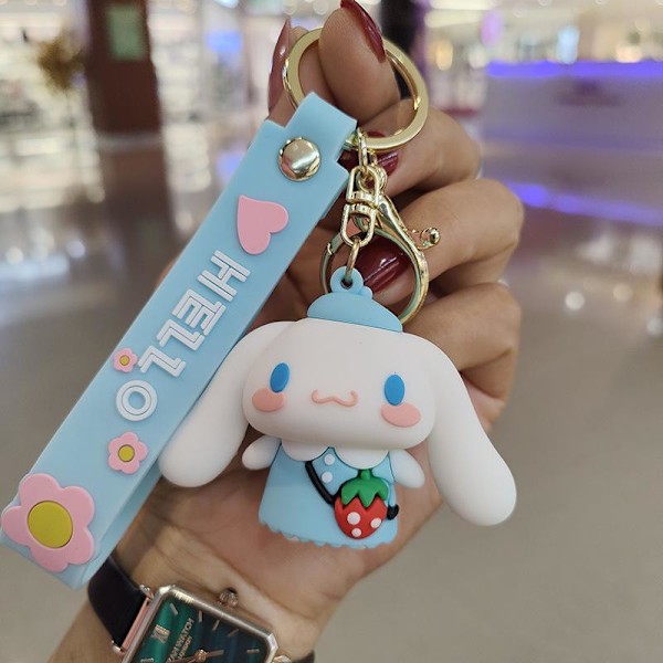 Cinnamoroll tegneserie nøglering - bedårende plystofte Sanrio-vedhæng j