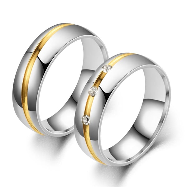 Zirkon Gull Personlighet Par Ring - Utsøkt 3-Diamant Pinky Ring 6mm diamantfri herremodell nr. 9