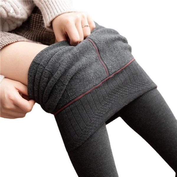 Talvi lämmin fleecevuorattu sukkahousut leggingsit naisten lämmin scrun ruskea leggingsit ja sukat