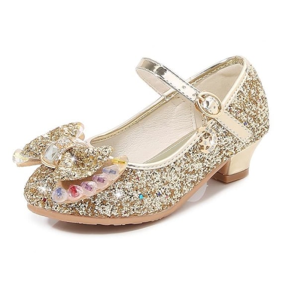 elsa prinsess skor barn flicka med paljetter guldfärgad 19cm / size30