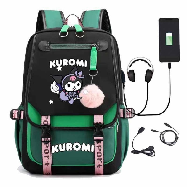 Kuromi rygsæk børne rygsække rygsæk 1 stk grøn 4