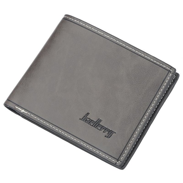 Baellerry Herremode Bifold kortholder pung PU læder taske grå farve 12 cm * 10 cm * 1,5 cm