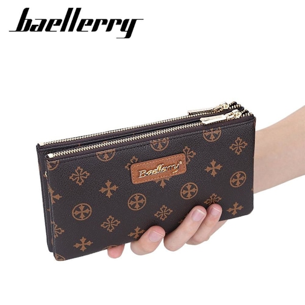 Vintage blomstermønster Crossbody-taske med dobbelt lynlås og håndtag s5583 brun