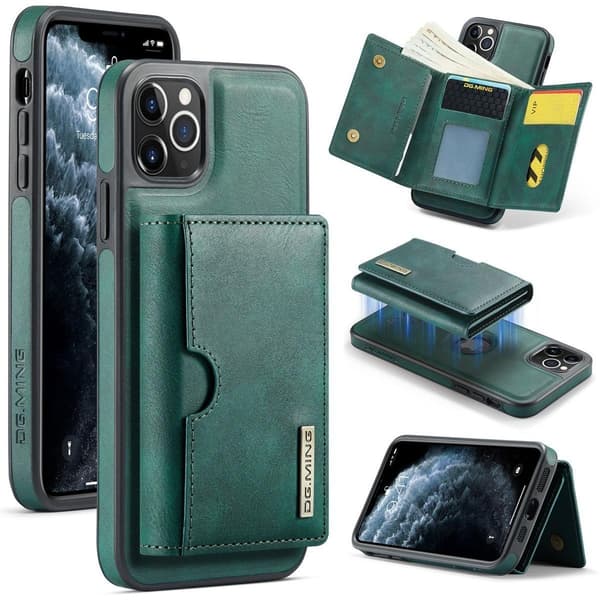 (Til iPhone 14 Plus) DG.MING M6 Serien Magnetisk Pung Etui grøn