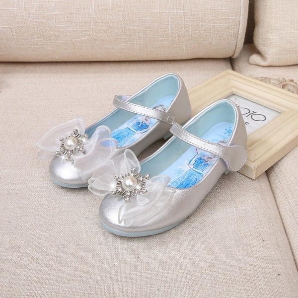 prinsessesko elsa sko børnefestsko sølvfarvede 16 cm / størrelse 25
