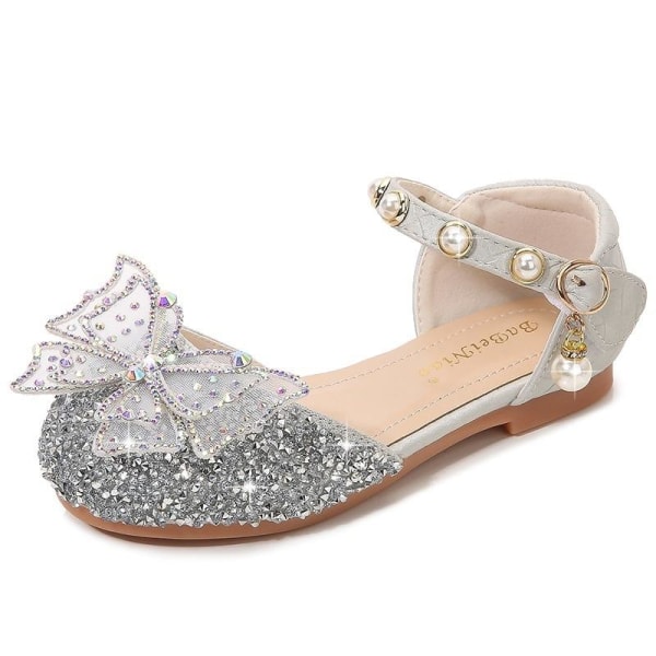 prinsesse elsa sko børn fest sko pige sølv farvet 20 cm / størrelse 32