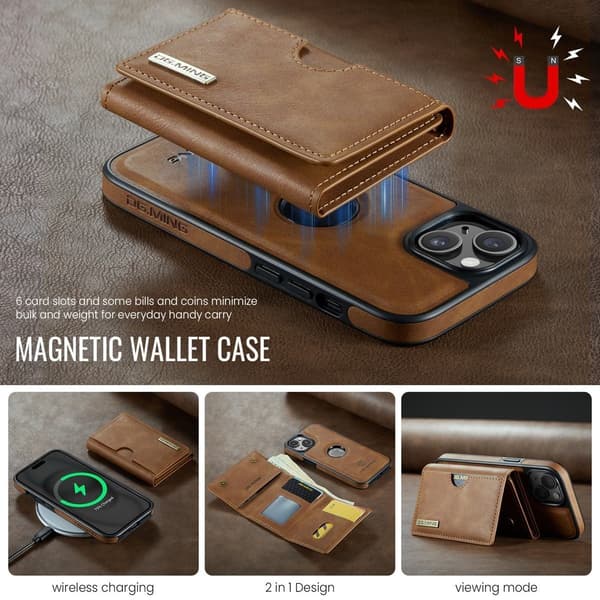 (Til iPhone 15 Plus) DG.MING M6 Serien Magnetisk Pung Etui sort