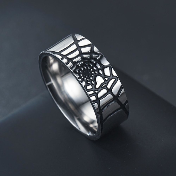 Fashionabla spindelnätsring - Gothic Punk Statement smycken för spindelnät i stålfärg nr 9