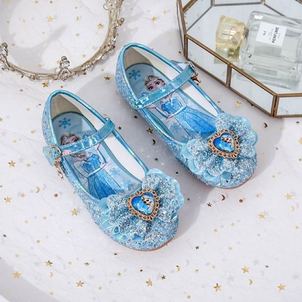 elsa prinsessa barn skor med paljetter blå 16.5cm / size26
