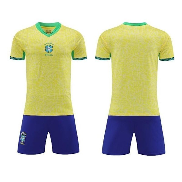 25-Brasiliens landslag hemma fotbollströja och shorts set för ba M/170CM