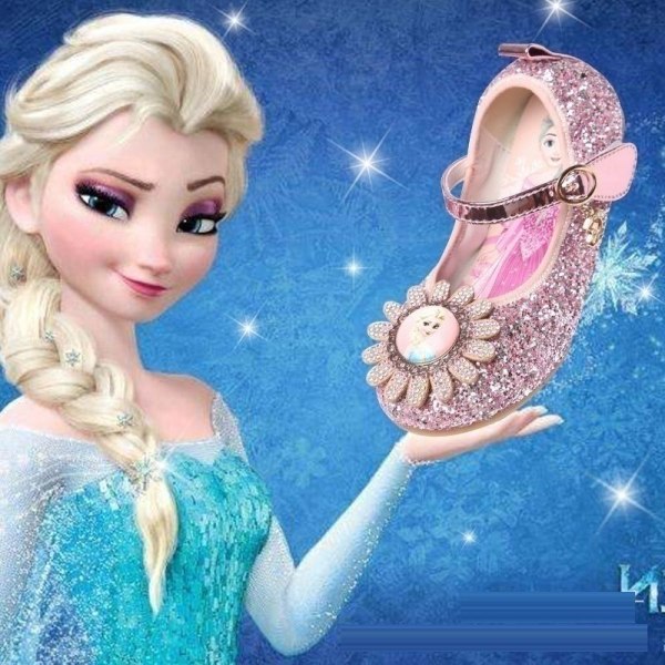 elsa prinsess skor barn flicka med paljetter rosa 16cm / size25