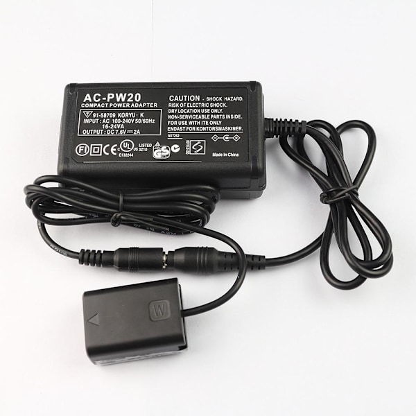 Sony NEX AC-PW20 ekstern strømforsyningskit med dummy-batteri til k sort sat i tre dele