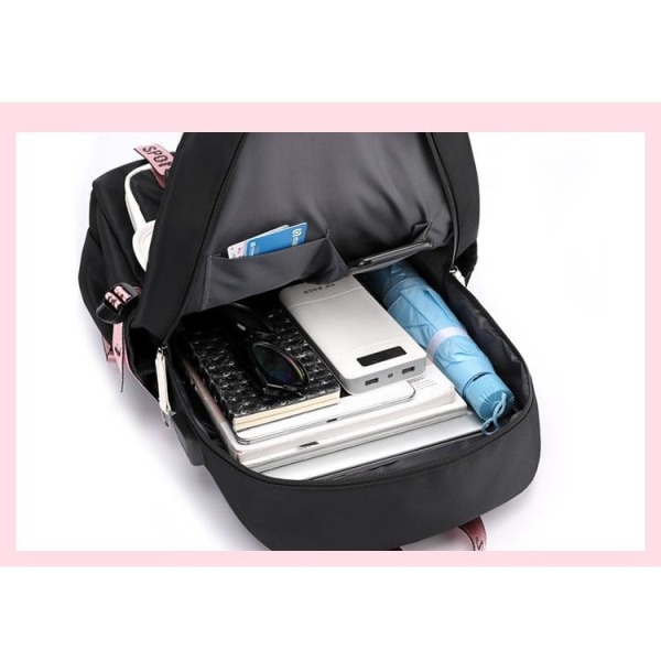 stitch ryggsäck barn ryggsäckar ryggväska med USB uttag 1st svart 2