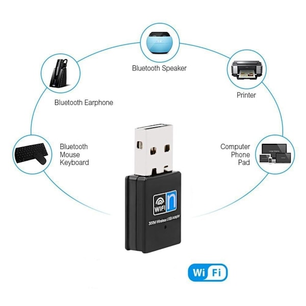 USB WIFI-adapteri dongle 300 Mbps musta 1 kpl