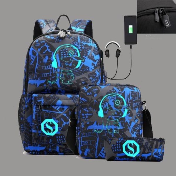 rygsæk børn rygsække rygsæk 1 stk sort/blå brillant