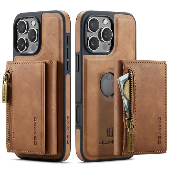 (Til iPhone 16 Plus) DG.MING M5 Series magnetisk pung-etui kaffe