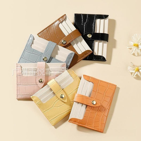 korthållare kort plånbok slim card holder wallet PU läder gul