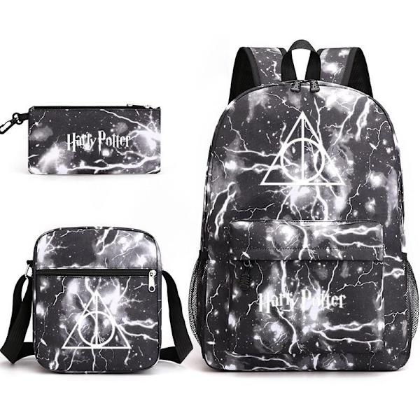 harry potter ryggsäck barn pennskrin axelväska pack (3st) blixt svart 4