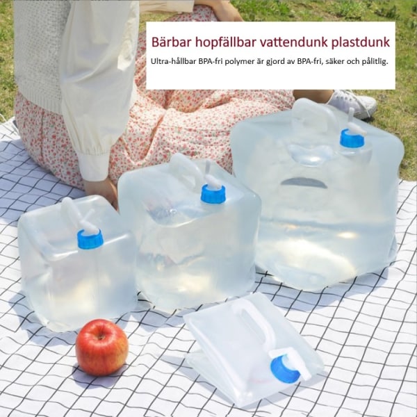 Bærbar sammenleggbar vannflaske Plastvannflaske Vannflasker Vannpose 2 stk/10l