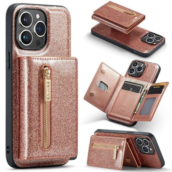 (Til iPhone 14 Plus) DG.MING M3-seriens glitrende telefoncover: rosaguld