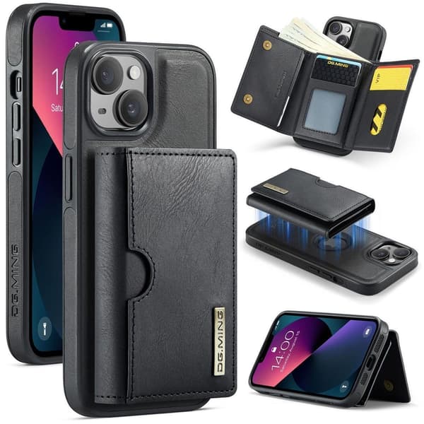 (Til iPhone 14 Plus) DG.MING M6 Serien Magnetisk Pung Etui sort