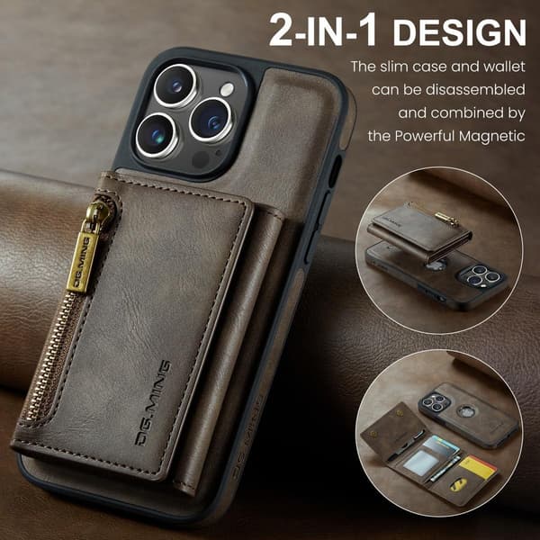 (Til iPhone 14 Plus) DG.MING M5 Series magnetisk pung-etui sort