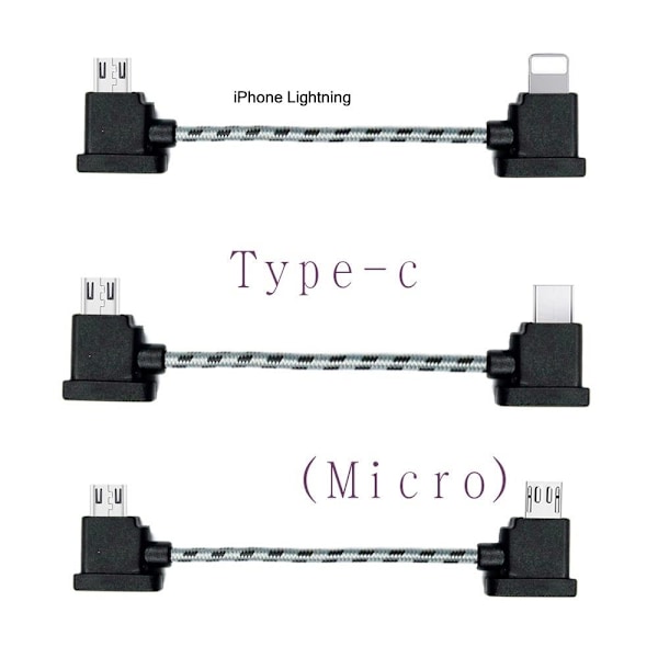 Valaistus / USB Type-C / Micro-USB-kaapeli DJI SPARK MAVIC PRO:lle USB Type-C punottu 15cm