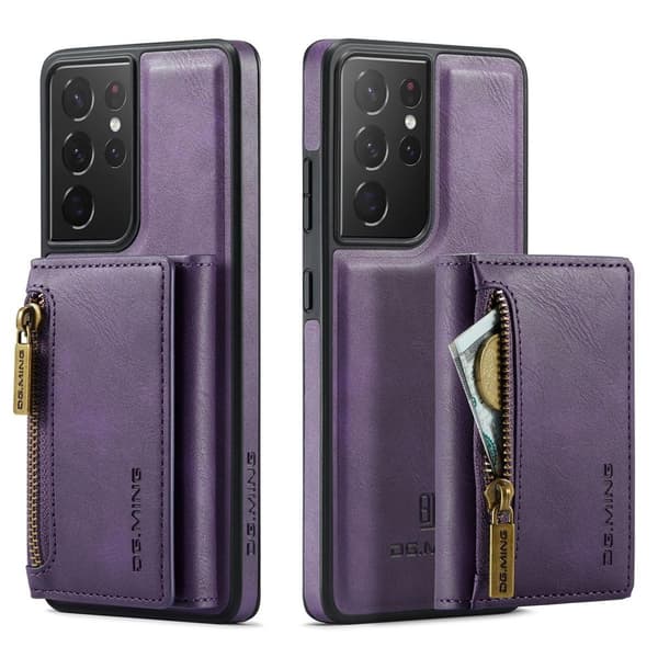 (Til iPhone 15 Pro) DG.MING M5-serien aftagelig pung etui m lilla