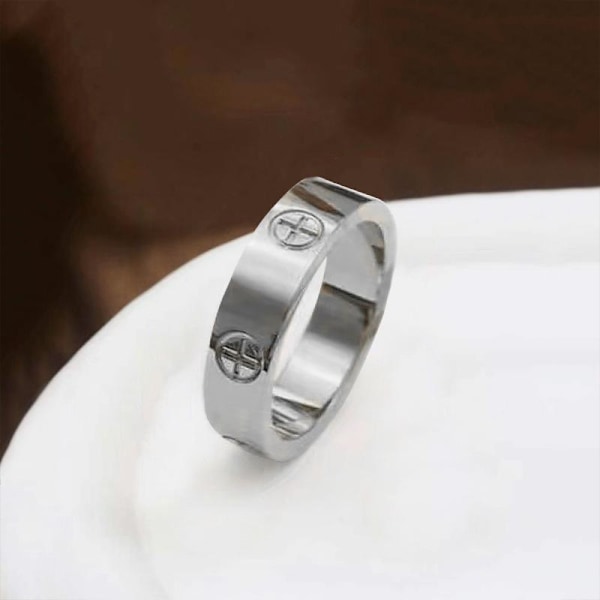 Glatt korsgravert ring | Elegante symbolske smykker for menn og kvinner 5 mm gyldent kors nr. 5